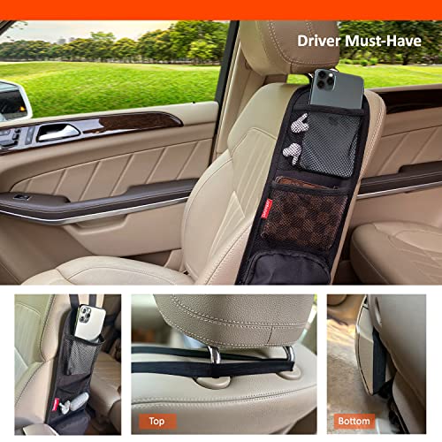 Car Seat Side Organizer, Auto Seat Storage Hanging Bag, Phones, Drink, Stuff Holder with Mesh Pocket for Cars, SUV & Truck 2 Pack