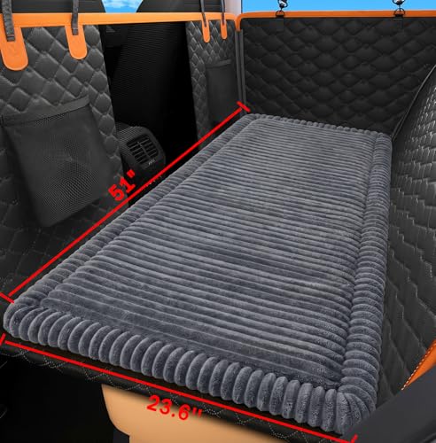 Dog Bed for Car, Non-Slip Dog Car Bed for Back Seat, Extra-Thick Plush Backseat Dog Mat for Travel, Soft Flannel Washable Pet Car Bed Fits Cars SUVs Trucks, 51"×23.6", Grey - color: Deep-grey