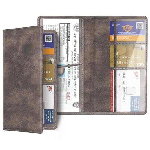 FINPAC Car Registration and Insurance Card Holder, Vehicle Glove Box Card Organizer Wallet Automobile Accessories for License - color: Grey