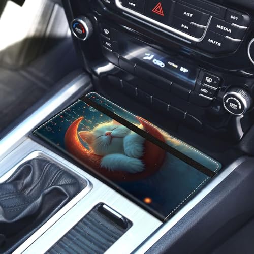 Car Registration and Insurance Holder for Women Men,Automobile License Document Card Holders Vehicle Glove Box Organizer Leather Accessories Driver Essential,Cat Sleeping on Moon - color: Cat Sleeping on Moon