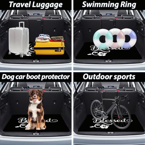 Universal Car Trunk Mat 29" x 39", Alphabet Flowers All Weather Trunk Protection Cargo Liner, Durable Cargo Mat Rear Trunk Liner,Stylish Vehicle Interior Accessories Suitable for Most Car Models - color: Alphabet Flowers
