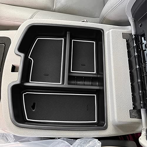 HGWEI Center Console Organizer Compatible with 2007-2014 Chevy Silverado GMC Sierra Avalanche Tahoe Suburban Yukon Yukon XL Accessories, Floor Mounted Center Console ONLY, White Trim - color: white