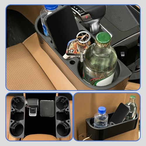 Car Cup HolderSeat Wedge Cup Holder for Car, Seat Gap Filler Cup Organizer Storage Box with Coaster (Black 1Pcs) - color: Black