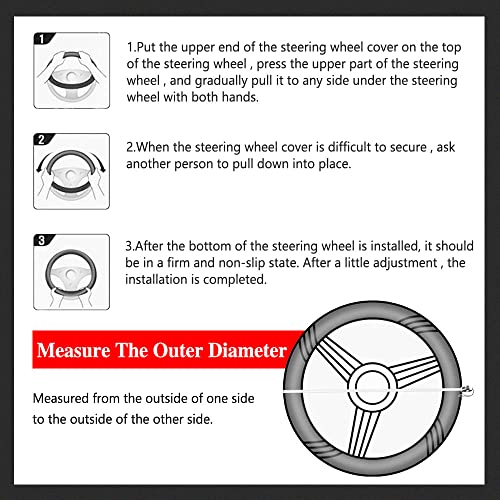Car Steering Wheel Cover, Steering Wheel Cover for Men and Women, 15 Inch Microfiber Leather Auto Steering Wheel Cover, PU Leather Car Steering Wheel Cover Fit for Most Cars, SUVs, Trucks - color: Black Blue
