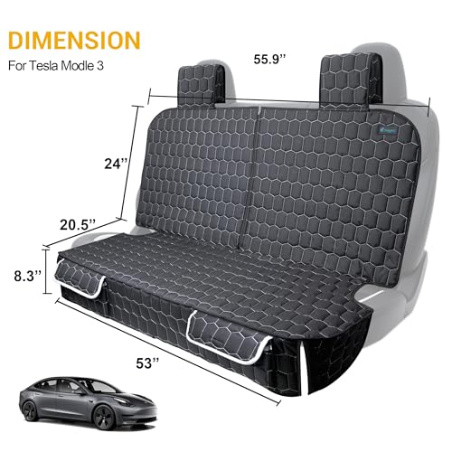 Meginc Dog Car Seat Covers for Tesla Model 3,100% Waterproof Back Seat Cover for Cars Armrest Compatible Nonslip Car Rear Seat Protector for Dogs & Kids, Easy Clean Tesla Model 3 Accessories - size: Bench-model 3