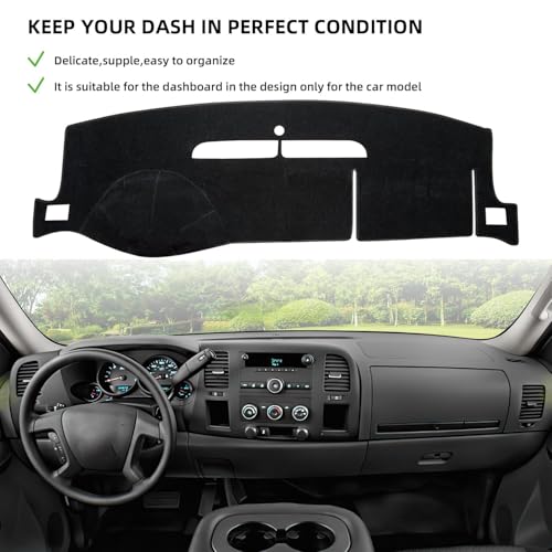 Dashboard Flannel Dash Cover Mat for 2007-2013 Chevy Chevrolet Silverado 1500 2500 3500 LTZ Flannel Custom Fit Silverado Dash Cover with 2 Glove Boxes (Silverado 2007-2013, Black, LTZ) - size: Flannel Silverado 2007-2013 Black LTZ-NEW