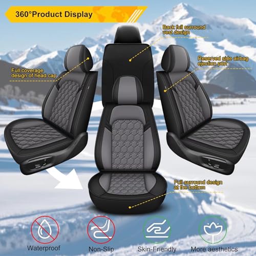 Seat Covers for Subaru Crosstrek 2016-2026, 5 Seat Full Set Faux Leather Car Seat Covers Cushion Black & Grey - color: #054 Black&Grey, size: 8.Crosstrek 2016-2026-5 seat covers full set