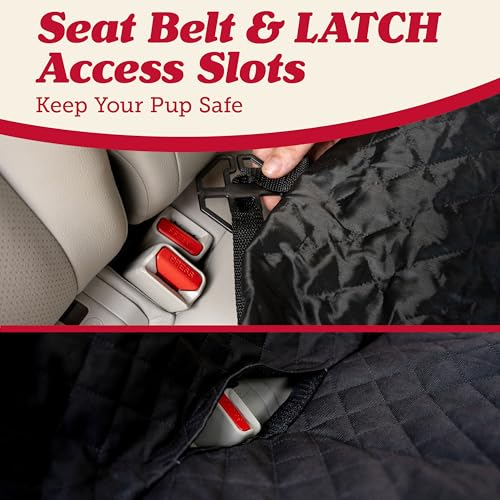 Lusso Gear Dog Car Seat Cover for Back Seat - 100% Waterproof Dog Hammock - Padded Headrest and Mesh Window - Passenger Compatible Rear Car Seat Cover - Fits Trucks, SUVs, Cars - color: Hammock