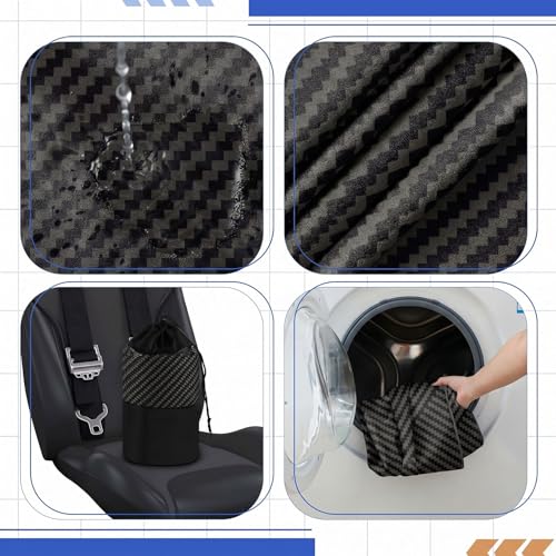 Hahafelt 2 Pack Car Seat Towel Covers with Storage Bag, 63 x 32 Inch Universal Non Slip Waterproof Sweat Protector for Car Truck, Gym Swimming Running, Machine Washable (Carbon Fiber Textured) - style: Carbon Fiber Textured