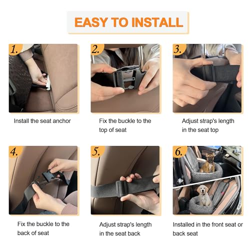 Sephyroth Dog Car Seat for Small/Medium Dogs,Dog Car Bed Washable Pet Travel Safety Seat,Super Soft Safe Removable Puppy Car Seat(Gray) - color: Gray, size: Small