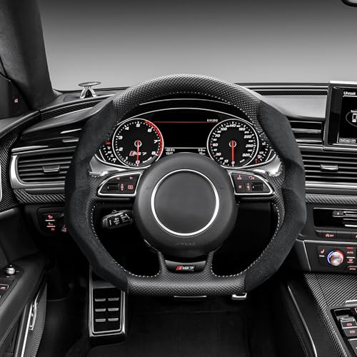 Suede Steering Wheel Cover with Anti-Slip Lining and Segmented Design 2pcs Universal Steering Wheel Protector for Men and Women, Car Interior Accessory (Suede Black)