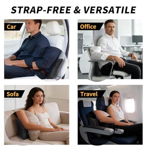 Kwak's Car Headrest Pillow & Lumbar Support Set Neck Pillow 2-Level Height Adjustment, Removable Washable Cover, Neck Pillow for Car Driving Comfort (Grey) - color: Grey
