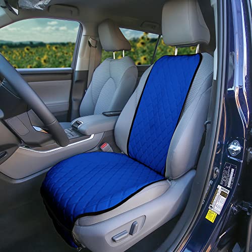 FH Group Car Seat Cushion โ Neosupreme Single Front Seat Cover with Front Pockets, Airbag Compatible, Universal Fit Car Seat Cushion for Driver or Passenger Seat, SUV, Truck, Sedan & Van โ Blue - color: Blue, style: Front