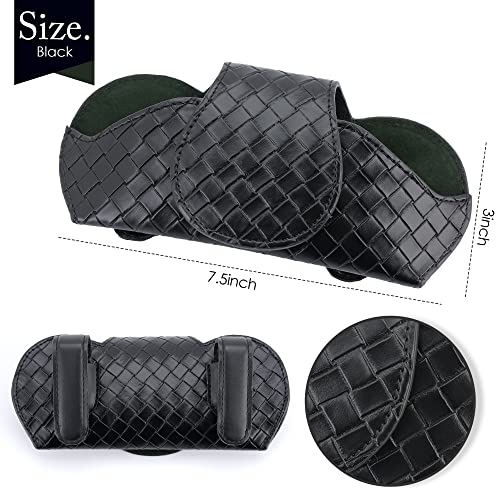 KINIVA Sunglasses Holder for Visor - Leather Glasses Case with Clips for All Car Models (Black) - color: 09 Black