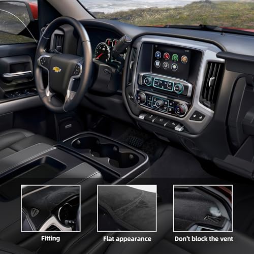 Dashboard Dash Cover Mat for Chevy Chevrolet Silverado 2014 2015 2016 2017 2018 Polyester Custom Fit Silverado Dash Cover Black Trim (Silverado 2014-2018, Black) - size: Chevy Silverado 2014-2018