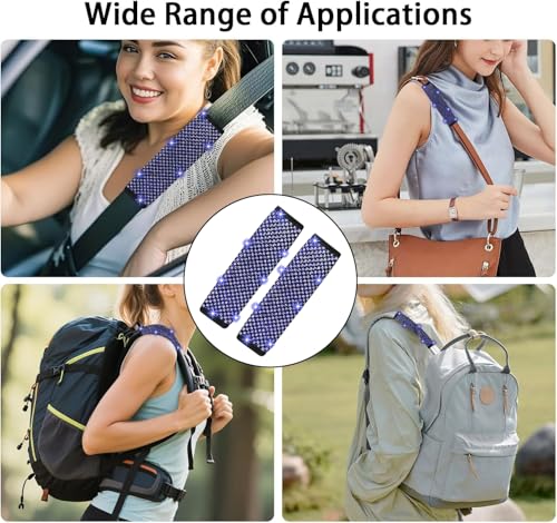 NBTEPEM 2 Pack Bling Car Seat Belt Covers, Diamond Seatbelt Shoulder Protection, Rhinestones Seat Belt Strap Cover Shoulder Pad, Universal Bling Car Interior Accessories Fit for Car/Truck/SUV(Blue) - color: Blue