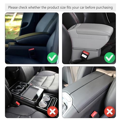 Stacool Upgraded Car Center Console Cover,Microfiber Leather Car Armrest Cover Cushion with 2 Storage Bags,Universal Car Armrest Storage Box (Black)