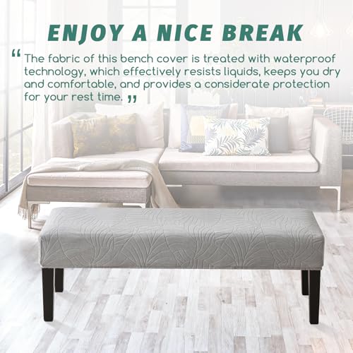 FUANGUI Waterproof Bench Cover, Stretch Jacquard Dining Bench Cover for bedrooms, Living Rooms, Kitchens, Protector Chair Bench Piano Bench Seat covers Stool Slipcover Removable, Washable - Light Grey - color: Jacquard Light Grey