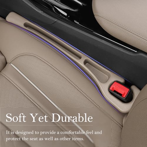 Car Seat Gap Filler 2-Pack, Universal Car Seat Gap Filler Organizer, Seat Gap Plug โ Fills Gap Between Seat & Console (Beige) - color: Beige