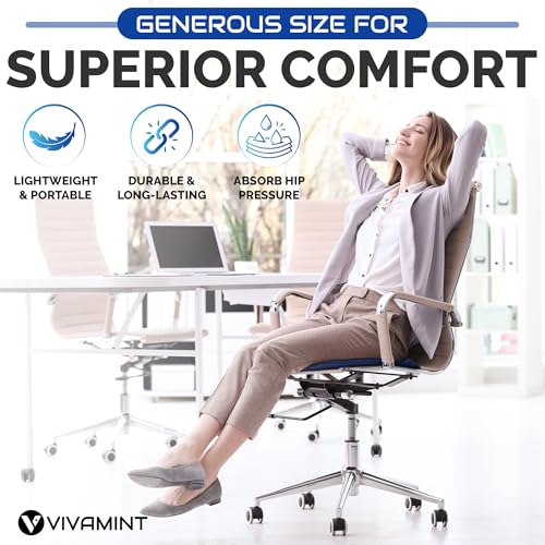 Large Gel Seat Cushion for Long Sitting, Cooling Gel Cushion for Office Chair, Tailbone Sciatica Coccyx Pain Pressure Relief Orthopedic Seat Cushion, Double Handles Non Slip Cover for Car Wheelchair