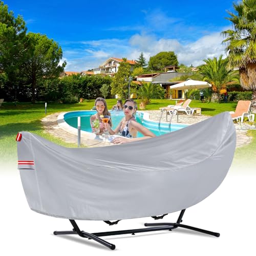 Waterproof 11-12 Hammock Cover, 210T Sun Rain UV Dust Snow Protection Outdoor Covers with Windproof Straps & Soft Cotton Lining for Hammock with 55 inch Spreader Bars -Silver - color: 11ft Hammock Cover-silver