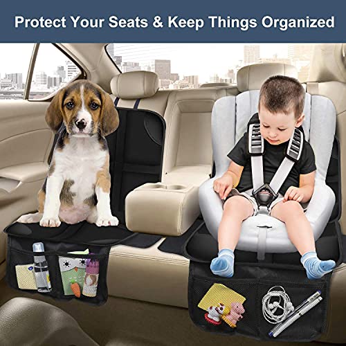 Car Seat Protector for Kids 2 Pack with Non-Slip Function and Seat Side Wings Made of Anti-Stain and Water Proof Durable Oxford and PVC Material Suitable for Most Vehicles