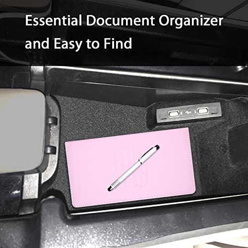Car Insurance and Registration Holder, 9.5 x 5 Inch PU Leather Vehicle Glove Box Organizer Wallet Case for Insurance Card, Driver License, Paperwork - Pink - color: Pink