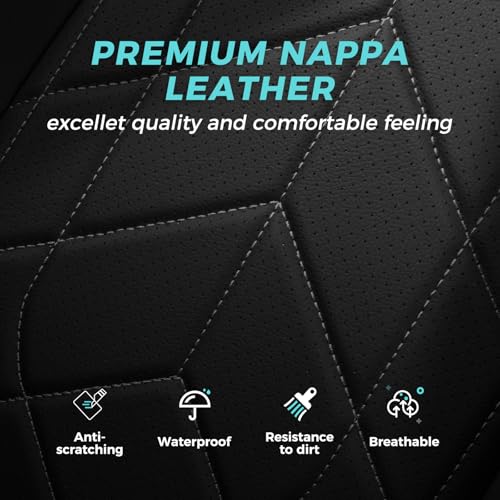 for Honda CRV Seat Covers Custom Fit 2017-2022 EXL EX LX Sport,Touring,Hybrid - Luxury Waterproof Leather Car Seat Covers Full Set - BlackGrey