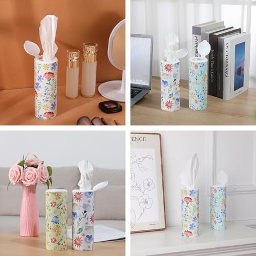 Car Tissues Cylinder 4 Packs Round Tissue Box Holder Perfect for Car Cup Holder, Napkins Box Round Container with Facial Tissues for Travel Car Bathroom Office School - color: Ct-1