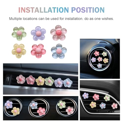 6PCS Flower Air Vent Clips, Air Conditioner Outlet Decoration, Cute Car Dashboard Accessories, Universal Aut Interior Decorative Accessories for Women Girls