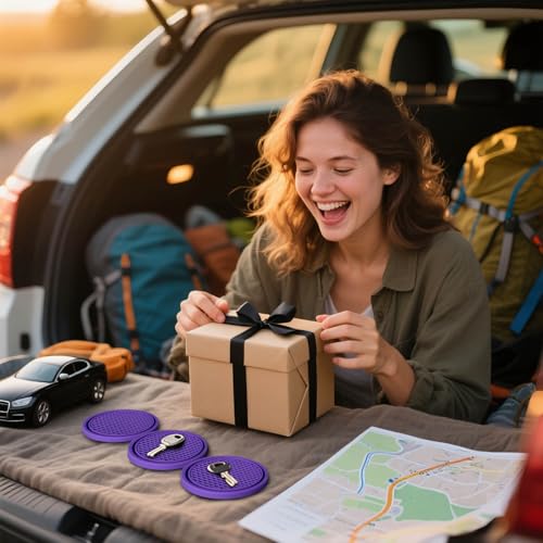 Car Cup Holder Coaster 4 Pack - Non Slip & Shockproof,Flexible PVC Rubber Insert for Car/Truck/SUV/Van (2.75"x0.2") Universal Fit Auto Cup Holders Accessories for Women and Man (Purple) - color: Purple