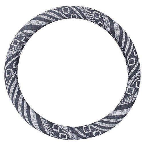 Medium Ethnic Style Coarse Flax Cloth Automotive Steering Wheel Cover Anti Slip and Sweat Absorption Auto Car Wrap Cover (14.5''-15'',G) - color: G, size: 14.5 - 15 inches