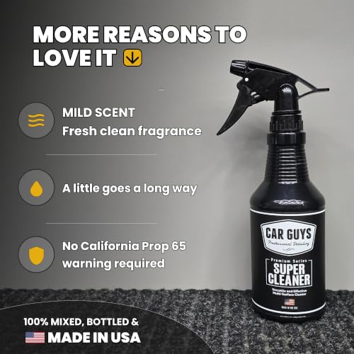 CAR Guys Super Cleaner | Interior Car Cleaner for Tough Stains | Stain Remover for Car Seats, Carpet, Upholstery, & Leather | 18 Oz Kit with Microfiber Towel - size: 18 Oz Kit (w/ Towel)