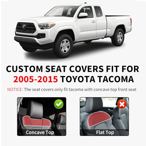 Truckiipa Tacoma Leather Seat Covers Front Pickup Truck Seat Covers Custom Fit for 2005-2015 Toyota Tacoma Double Crew Cab, Front Pair, Gray - color: Front Pair/Gray, size: Tacoma 2005-2015