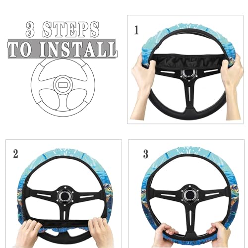 GLENLCWE Car Steering Wheel Cover,Sea Turtle,Cute Style,Universal 15 Inches,Breathable Sweat-Absorbent Car Steering Wheel Cover - color: Sea Turtle