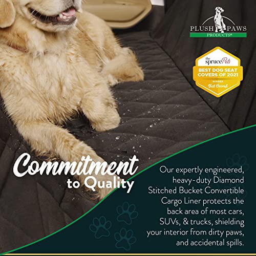 Convertible Cargo Liner | Diamond Stitching | Washable & Waterproof Dog Cargo Protection | Cover Car, Truck, & SUV | Nonslip, Tear Resistant Pet Cargo Cover | Regular Black