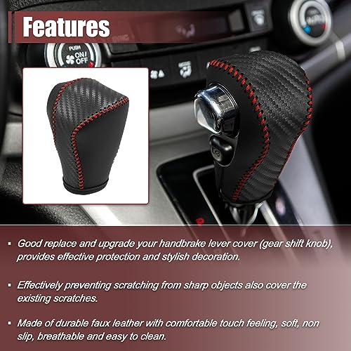 X AUTOHAUX Car Automatic Gear Shift Knob Cover Protector with Red Thread Carbon Fiber Pattern for Chevy Equinox 2018-2021 for Honda CRV 2015-2016 - color: Red