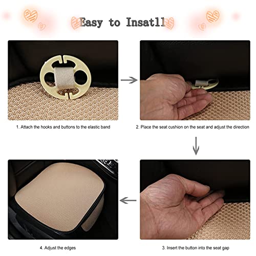Cooling Car Seat Covers Summer Winter Front/Back Car Seat Protector, Ice Silk Cushion with Pocket Breathable Comfortable Cooling Driver Seat Cushion, Absorbing Sweat from Butt and Legs