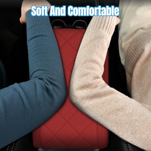 Hovom Car Center Console Armrest Pillow, 12.6"×7.87"×1.97" Leather Arm Rest Cover for Cars, Soft Comfortable Auto Armrest Cushion Pad, Vehicle Middle Console Cover, Car Accessories (Wine Red) - color: Wine Red