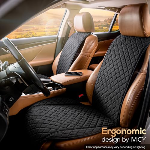 Faux Linen Front Car Seat Cover – Non-Slip Bucket Seat Protector for Most Cars, SUVs, Vans & Trucks – 1 Seat Cover, Machine Washable, Side-Airbag Friendly, Black - color: BLACK WS LN