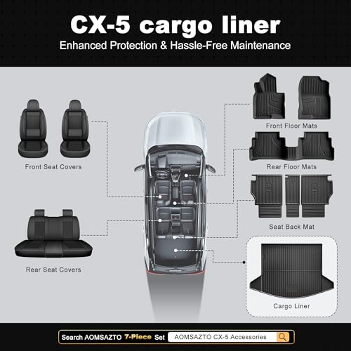 Cargo Liner with Backrest Mat Compatible with 2017-2025 Mazda CX-5 All Weather Protection CX5 Accessories - style: 18) for Mazda CX-5 2017-2025 Cargo Liner & Seat Back Mat