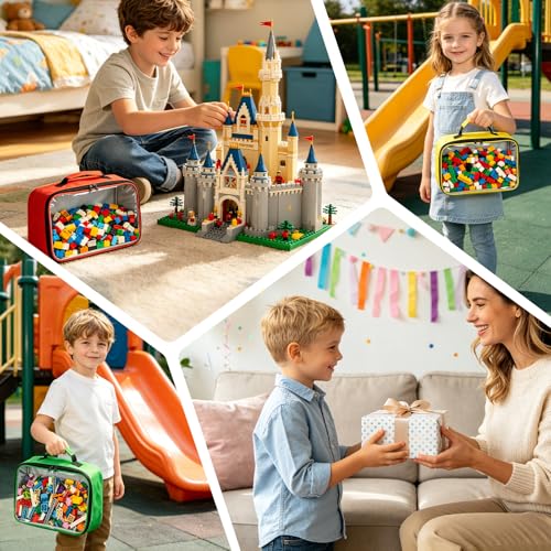 4 PCS Toy Storage Bags, Magnetic Tiles Storage Bag With Visual Top Flap, Label Pocket and Mesh Pockets Fit for LEGO, Building Blocks, Magnetic Tiles, Toy Cars - size: 4PCS(4 Medium)