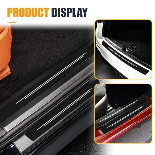 Car Door Sill Protector, Carbon Fiber Anti-Scratch Threshold Strips Stickers, Waterproof Trunk Door Entry Edge Guard, Universal Automotive Exterior Decoration Accessories(White-8PCS)