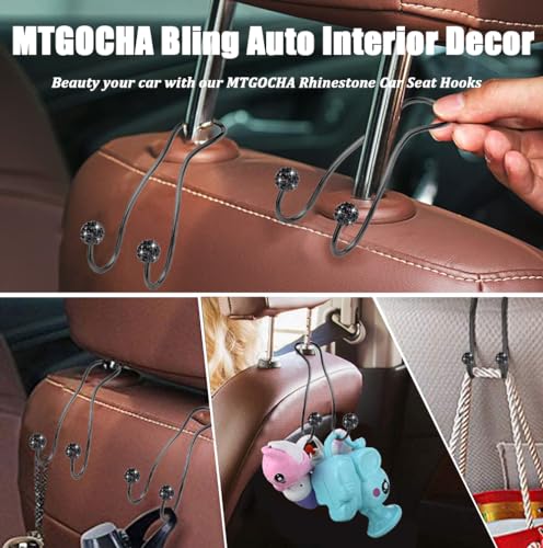Bling Purse Hook for Car Headrest, Upgraded Cute Car Seat Hooks for Bag Handbag, Durable Stainless Auto Purse Hanger Holder 2 Pack, All Black - color: Eriochrome black