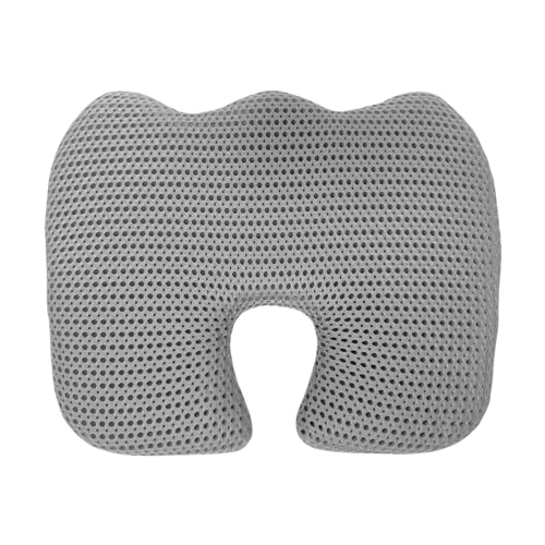 Gooo&Ma Car Seat Cushion & Office Chair Pad - Air Fiber Breathable U-Shape Cooling Cushion for Tailbone Comfort, Driving, Desk & Gaming, Ergonomic Washable Seat Pad with Non-Slip Base(Grey)
