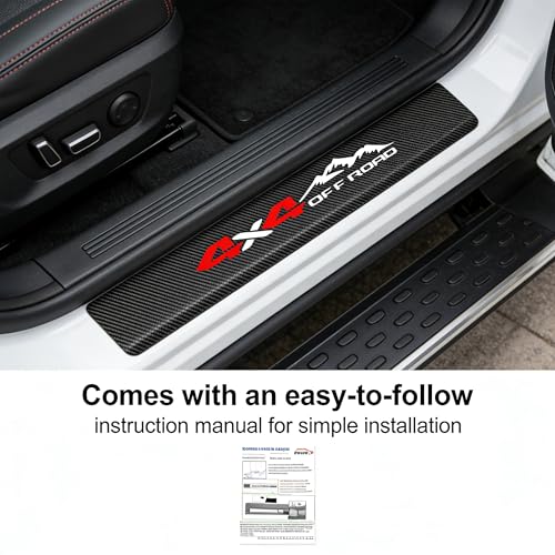 Door Sill Protector Compatible with Ford Bronco 4 Door 2021-2025 - Carbon Fiber Style, 4 Pack - Scratch & Dust Protection - size: 4x4 off road for Bronco