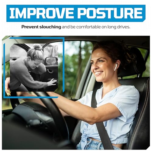 FORTEM Lumbar Support Car Cushion, Memory Foam Back Pillow, Back Rest for Comfort Driving, Adjustable Straps, Washable Cover - size: M (Back)