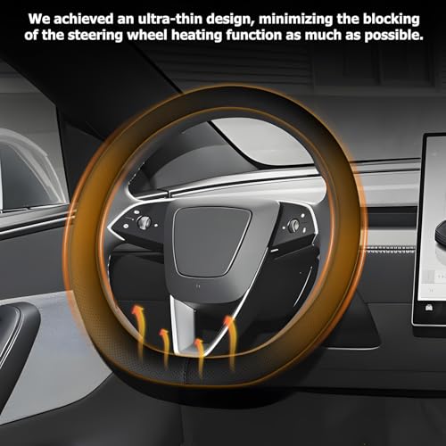Microfiber Leather Universal 14.5-15 inch Steering Wheel Cover,Easy to Install Non-Slip Breathable Steering Wheel Protector Black