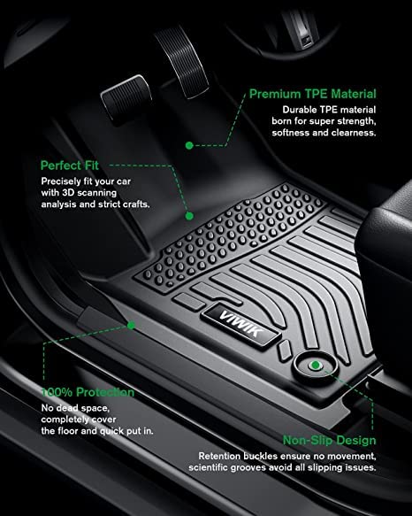VIWIK Car Floor Mats for Toyota Tacoma 2005-2015, Automotive All Weather Floor Liners for Toyota Tacoma, TPE Rubber Car Mats Front & Rear Non-Slip Odorless - style: 2005-2015 Tacoma