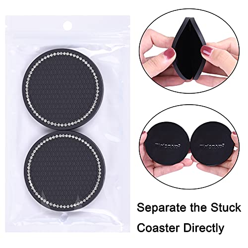 Bling Car Coasters, Wisdompro 4 Pack PVC Car Cup Holder Insert Coaster - Anti Slip Universal Vehicle Interior Accessories Crystal Glitter Cup Mats for Women and Men(2.75" Diameter, Black) - color: Black